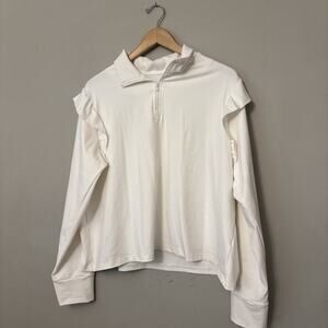 Smith & Quinn Grayon 1/4 Zip White Ruffle Crop Pullover Size X-Large